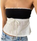 Women Y2k Backless Crop Top Sexy Tie Up Spaghetti Strap Camisole Shirt Cute Summer Tops