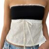 Women Y2k Backless Crop Top Sexy Tie Up Spaghetti Strap Camisole Shirt Cute Summer Tops