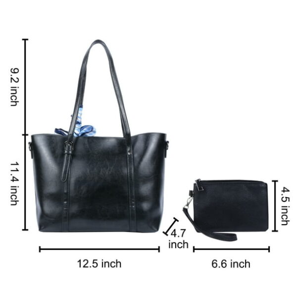 Women's Soft PU Leather Tote Vintage Bag , Ladies Handbags for Work Office Daily Used, Black