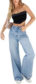 Women's Wide Leg Boyfriend Jeans Straight Leg Denim Pants Low Rise Baggy Jeans Casual Loose Jeans