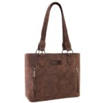 Wrangler Tote Bag for Women Multi Pockets Leather Purse Medium Handbags with Woven Top-Handle