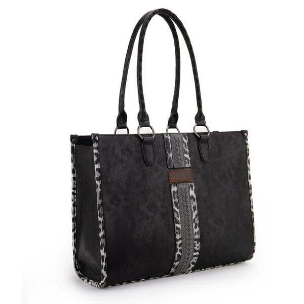 Wrangler Tote Bag for Women Multi Pockets Leather Purse Medium Handbags with Woven Top-Handle