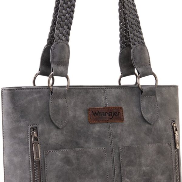 Wrangler Tote Bag for Women Multi Pockets Leather Purse Medium Handbags with Woven Top-Handle