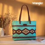 Wrangler Western Handbags Tote Bag for Women Genuine Leather Strap Hobo Bag Aztec Canvas Shoulder Bags