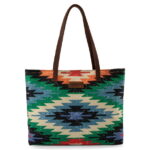 Wrangler Western Handbags Tote Bag for Women Genuine Leather Strap Hobo Bag Aztec Canvas Shoulder Bags