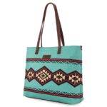 Wrangler Western Handbags Tote Bag for Women Genuine Leather Strap Hobo Bag Aztec Canvas Shoulder Bags