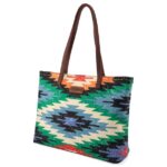 Wrangler Western Handbags Tote Bag for Women Genuine Leather Strap Hobo Bag Aztec Canvas Shoulder Bags