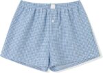 Y2k Women Pajamas Shorts Low Rise Pj Sleep Shorts Plaid Boxer Sleeping Shorts Sleepwear Micro Bottoms Lounge Shorts