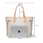 ZINTVVD Womens Checkered Tote Shoulder Bag with inner pouch - PU Vegan Leather Shoulder Satchel Fashion Bags -Cream checkered