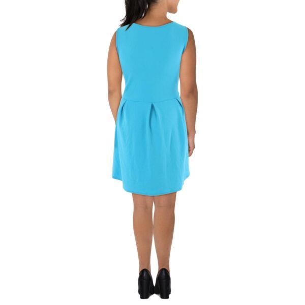 24seven Comfort Apparel Womens Blue Pleats Fit & Flare Dress Plus 1X BHFO 1202