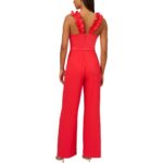 Adrianna Papell Womens Red Satin Sleeveless V-Neck Jumpsuit 16 BHFO 4123