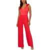 Adrianna Papell Womens Red Satin Sleeveless V-Neck Jumpsuit 16 BHFO 4123