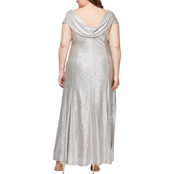 Alex Evenings Womens Metallic Ruched Formal Evening Dress Gown Plus BHFO 4303