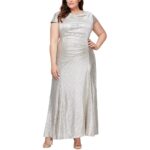 Alex Evenings Womens Metallic Ruched Formal Evening Dress Gown Plus BHFO 4303