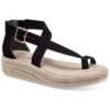 Alfani Womens Moira Black Toe Loop Wedge Sandals Shoes 5 Medium (B,M) BHFO 3692