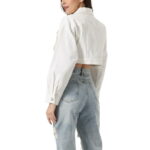 Allegra K Women's Button Down Long Sleeve Casual Chambray Cargo Crop Jackets