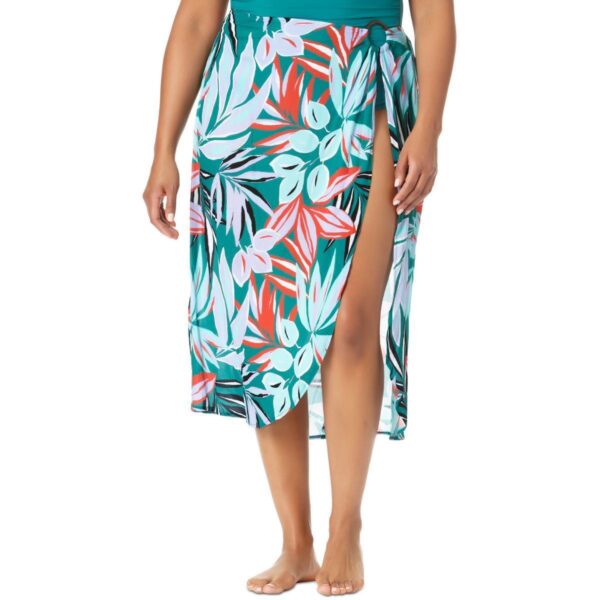 Anne Cole Womens Green Printed Skirt Beachwear Cover-Up Plus 22/24 BHFO 4576