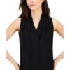 Anne Klein Womens Black V Neck Pleated Tank Shell Shirt XS BHFO 5298