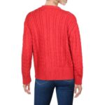 Anne Klein Womens Red Cable Knit V-Neck Top Button-Up Sweater XXL BHFO 6137