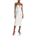 Aqua Womens White Rhinestone Mid-Calf Formal Midi Dress 0 BHFO 0047