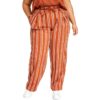 Bar III Womens Brown Striped Tie Waste Long Wide Leg Pants Plus 24W BHFO 2911