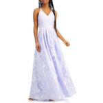 BCX Womens Purple Embroidered Criss-Cross Evening Dress Gown Juniors 5 BHFO 1332