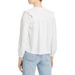 Bella Dahl Womens White Tencel Smocked Ruffled Blouse Top L BHFO 1161