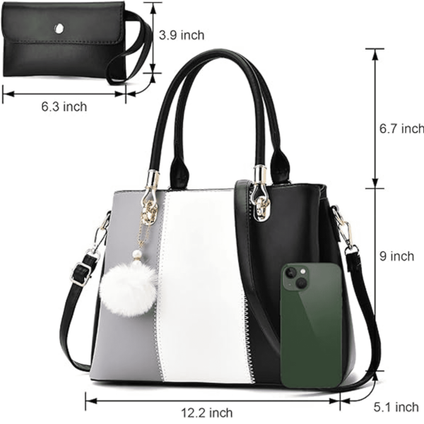 BESTSLE Women's Handbags Large Tote Shoulder Bag Crossbody Bag for Women Color Stitching Top Handle Satchel 2pcs Purse Set Green