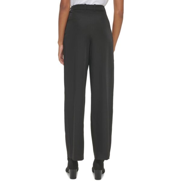 Calvin Klein Womens Black Pleated Office Workwear Wide Leg Pants 16 BHFO 1569