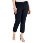 Calvin Klein Womens Navy Cropped High Rise Straight Leg Pants Plus 2X BHFO 8660