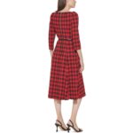 Calvin Klein Womens Red Crepe Buffalo Checkered Work Wear Midi Dress 8 BHFO 9020