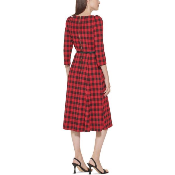 Calvin Klein Womens Red Plaid Knee-Length Midi Dress Petites 0P BHFO 2457