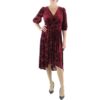 Calvin Klein Womens Red Velvet Long A-Line Wrap Dress Petites 0P BHFO 2496