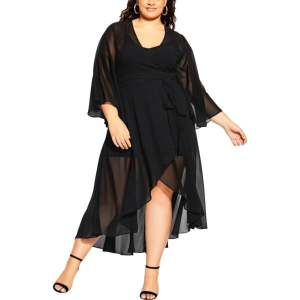 City Chic Womens Fleetwood Black Sheer Two Piece Dress Plus XXL BHFO 6235