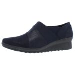 Clarks Womens Caddell Denali Navy Loafer Heels Shoes 5 Medium (B,M) BHFO 1288