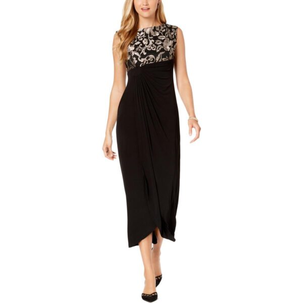 Connected Apparel Womens Faux-Wrap Formal Evening Dress Gown Petites BHFO 0752