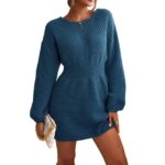 CUPSHE Women's Dress Round Neck Textured Knit Mini Sweater Dress