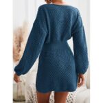 CUPSHE Women's Dress Round Neck Textured Knit Mini Sweater Dress