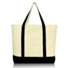 DALIX 22" Extra Large Cotton Canvas Zippered Shopping Tote Grocery Bag in Black Female