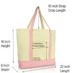 DALIX 22" Extra Large Cotton Canvas Zippered Shopping Tote Grocery Bag in Black Female