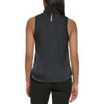 DKNY Womens Black Solid Sleeveless Turtleneck Top Blouse S BHFO 4452