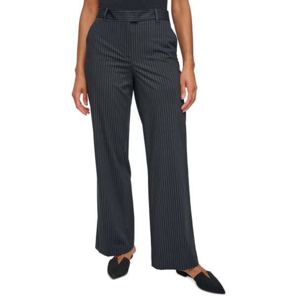 DKNY Womens High Rise Pinstripe Workwear Wide Leg Pants BHFO 6411