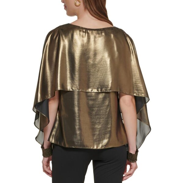 DKNY Womens Metallic Layered Top Blouse Shirt BHFO 0612