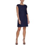 DKNY Womens Navy Split Overlay Work Tight Bodycon Dress Petites 6P BHFO 5454