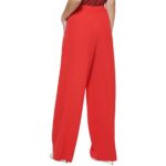 DKNY Womens Red Stretch Pull On Pocket Wide Leg Pants XL BHFO 8887