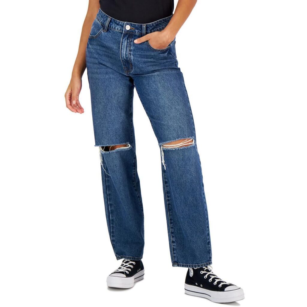 Dollhouse Womens Blue Mid Rise Medium Wash Denim Straight Leg Jeans 7 BHFO 8162