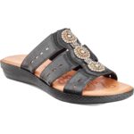 Easy Street Womens Nori Faux Leather Slip On Slide Sandals Flats BHFO 6111