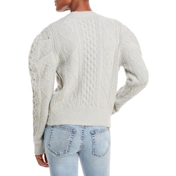 En Saison Womens Gray Cable Knit Puff Sleeve Cardigan Sweater Top L BHFO 9413