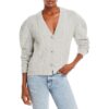 En Saison Womens Gray Cable Knit Puff Sleeve Cardigan Sweater Top L BHFO 9413