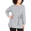 Evans Womens Gray Heathered Embelished Pullover Top Shirt Plus 26/28 BHFO 6189